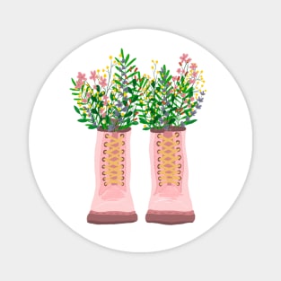 Flowers in my pink boots Magnet